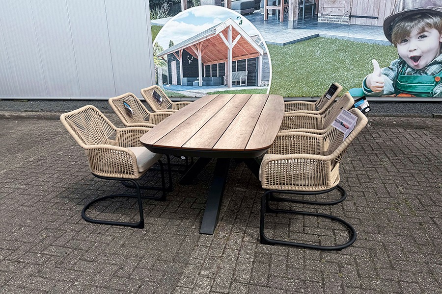 SenS-Line Vivant tuinset tafel en 6 swingstoelen- - Aluminium- Sens-Line