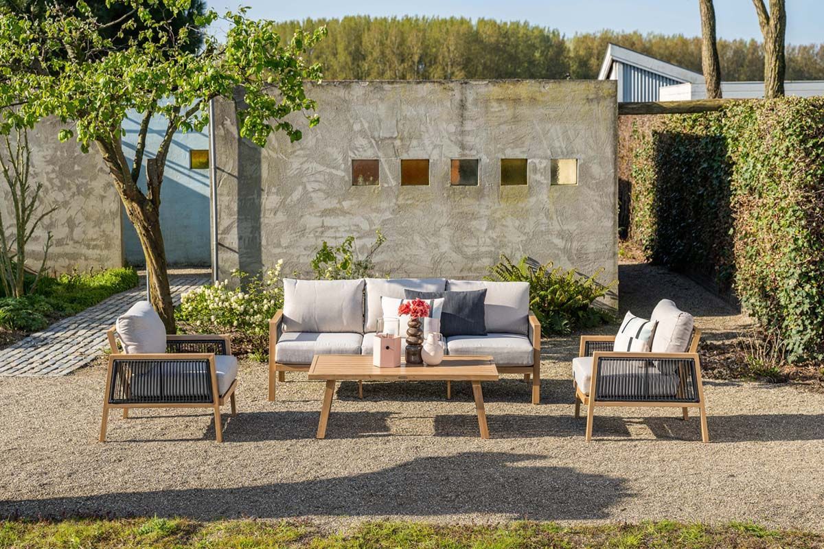 Garden Impressions Decala loungeset - 4-delig aluminium - light teak look - desert sand- - Aluminium- Garden Impressions