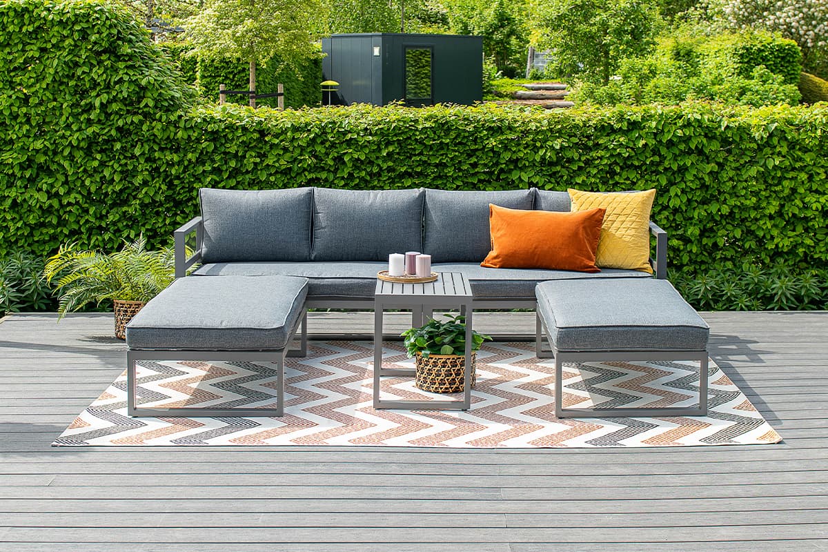 Garden Impressions Bretagne loungeset 5-delig - carbon black/mystic grey OP=OP- - Aluminium- Garden Impressions