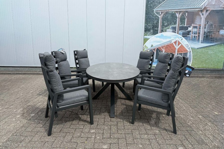 Tuinset Harmonia - Ovale tafel met 6 verstelbare stoelen- - Aluminium- Sens-Line