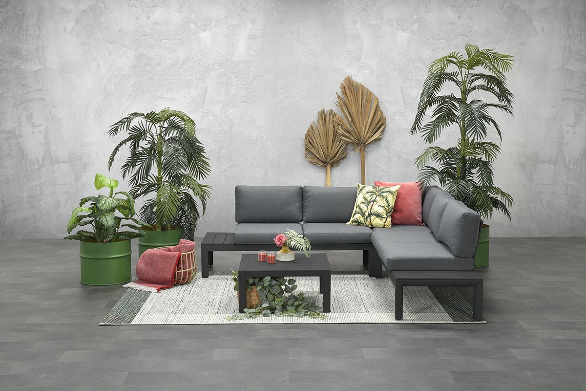 Garden Impressions Adelaide loungeset 4-delig carbon black/ mystic grey- - Aluminium- Garden Impressions
