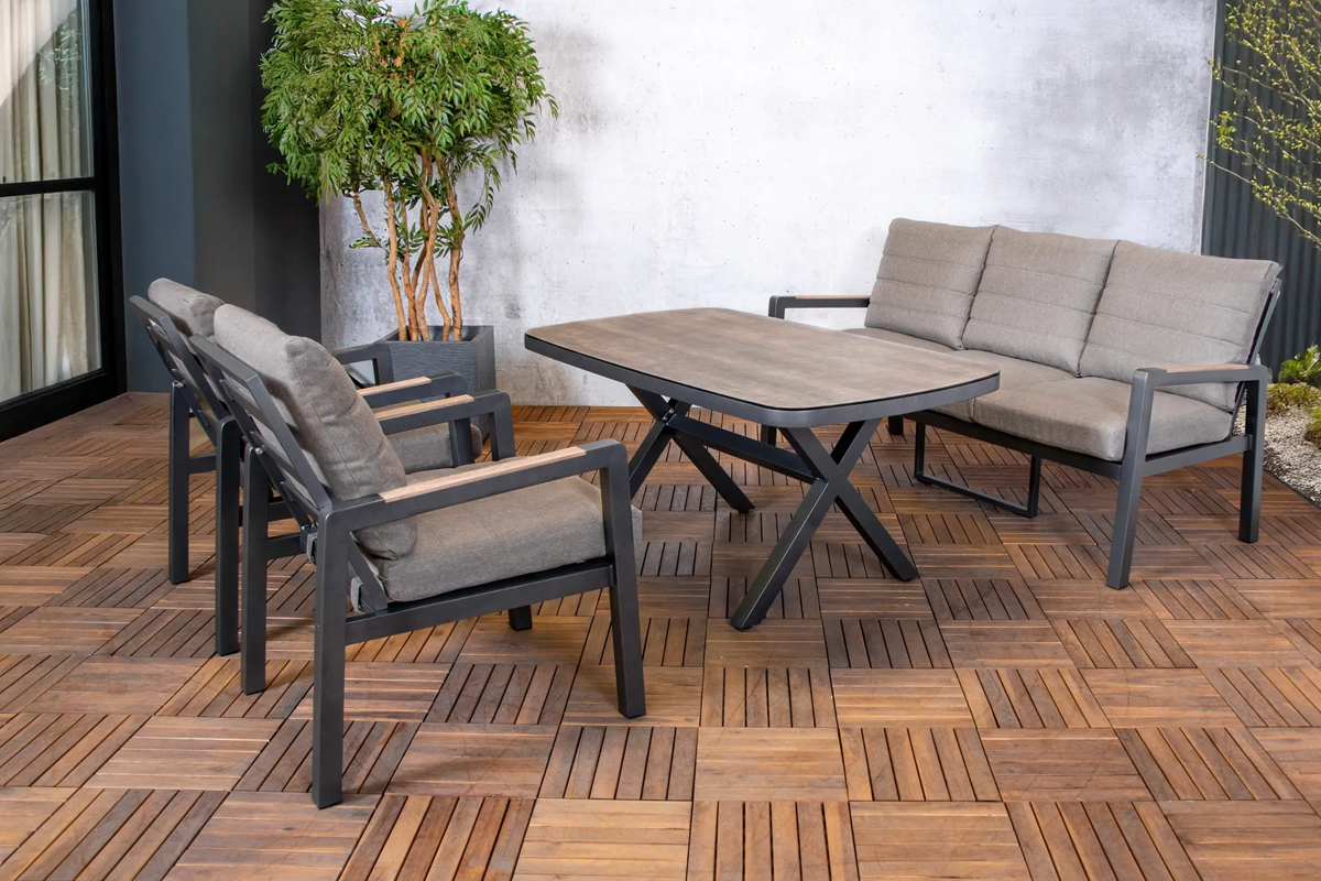 SenS-Line Donna loungeset 4-delig - Aluminium met Taupe Kussens- - Aluminium- Sens-Line